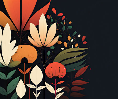Ai generated illustration  simple flat style plants and leaves backgroundの素材