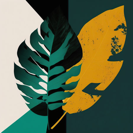 Ai generated illustration Green monstera leaf. Tropical plantの素材