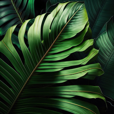 Ai generated illustration Green monstera leaf. Tropical plantの素材