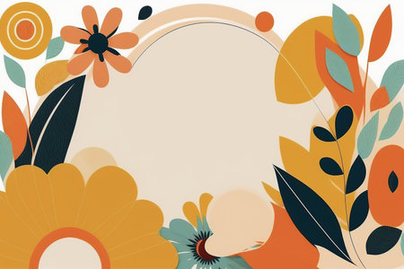 Ai generated illustration  simple flat style with copy space for text - background with plants and leavesの素材