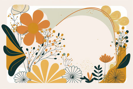 Ai generated illustration  simple flat style with copy space for text - background with plants and leavesの素材