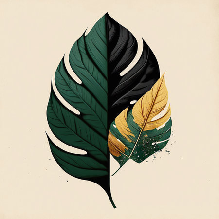 Ai generated illustration Green monstera leaf. Tropical plantの素材
