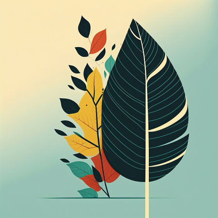 Ai generated illustration Green monstera leaf. Tropical plantの素材