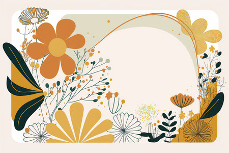 Ai generated illustration  simple flat style with copy space for text - background with plants and leavesの素材