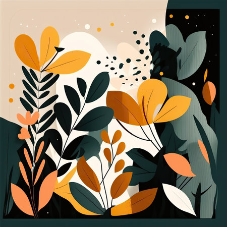 Ai generated illustration  simple flat style plants and leaves backgroundの素材