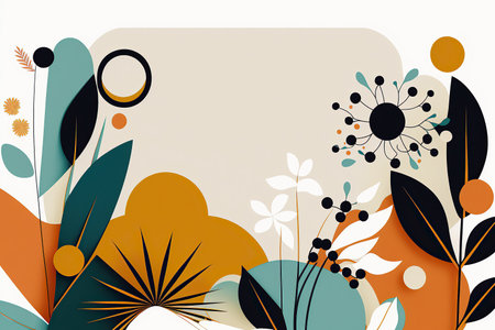 Ai generated illustration  simple flat style with copy space for text - background with plants and leavesの素材