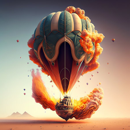 Ai generated illustration authentic dreamlike hot air balloonの素材