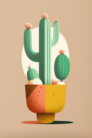 Ai generated illustration a tall cactusの素材