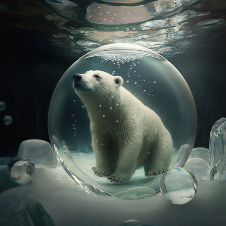 Ai generated illustration polar bear in Bubbleの素材