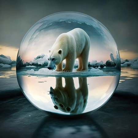Ai generated illustration polar bear in Bubbleの素材