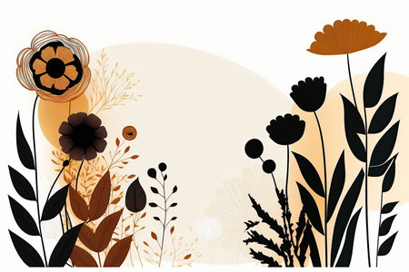 Ai generated illustration  simple flat style with copy space for text - background with plants and leavesの素材