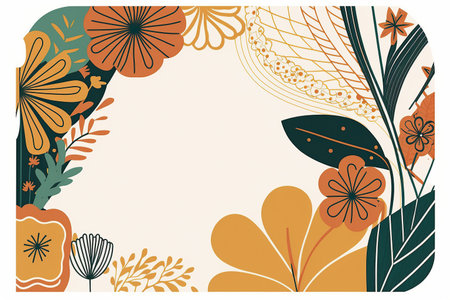 Ai generated illustration  simple flat style with copy space for text - background with plants and leavesの素材