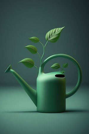 Ai generated illustration watering can and plantの素材