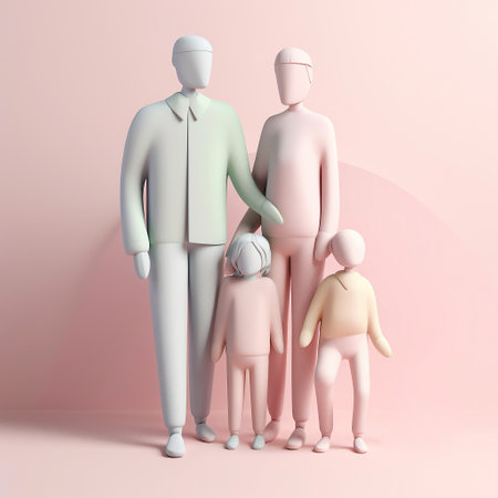 ai generated illustration Îappy family with children in pastel color clothesの素材