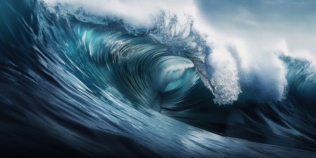 ai generated illustration close up wave in oceanの素材