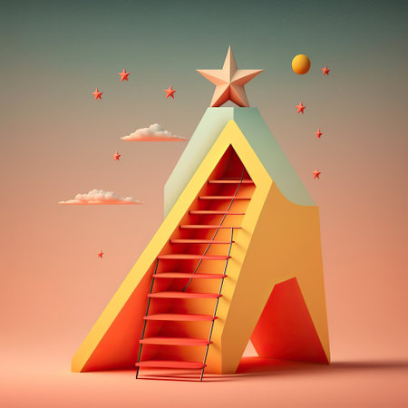 ai generated illustration Ladder to the star. Goal achievement conceptの素材