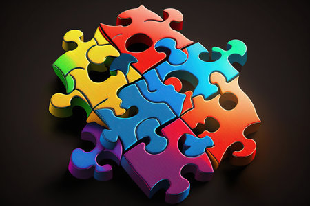 ai generated illustration Colorful jigsaw puzzleの素材