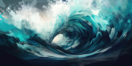 ai generated illustration close up wave in oceanの素材