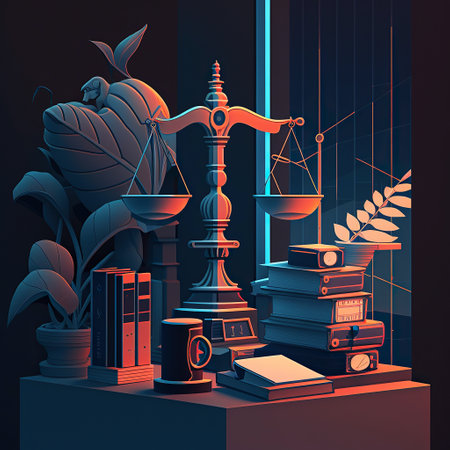 ai generated illustration Libra Scales of justice. Law Legal System Crime conceptの素材