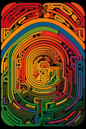 ai generated illustration Maze pattern abstract background with colorful labyrinthの素材
