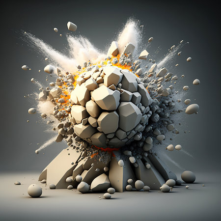 ai generated illustration Broken shape and stone or cement ballの素材