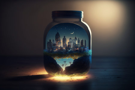 ai generated illustration city in a jarの素材