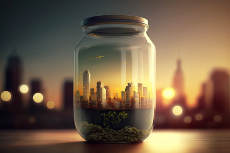 ai generated illustration city in a jarの素材
