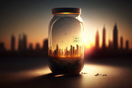 ai generated illustration city in a jarの素材