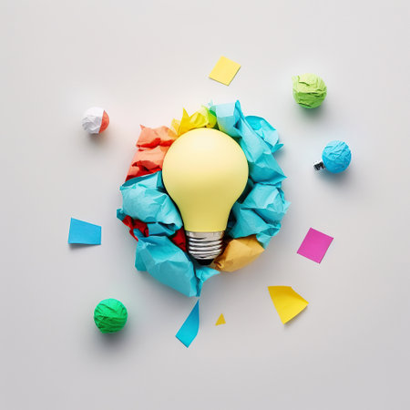 ai generated illustration Light bulb  with crumpled paper - idea, creativity conceptの素材