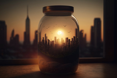 ai generated illustration city in a jarの素材