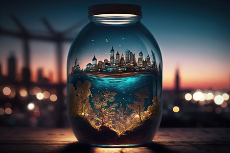 ai generated illustration city in a jarの素材