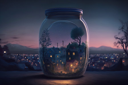 ai generated illustration city in a jarの素材