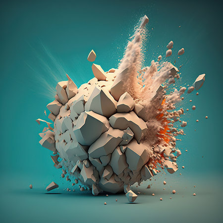 ai generated illustration Broken shape and stone or cement ballの素材