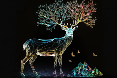 ai generated illustration Deer wild animal statue in crystal designの素材