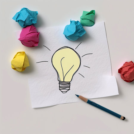 ai generated illustration Light bulbs with crumpled paper - idea, creativity conceptの素材