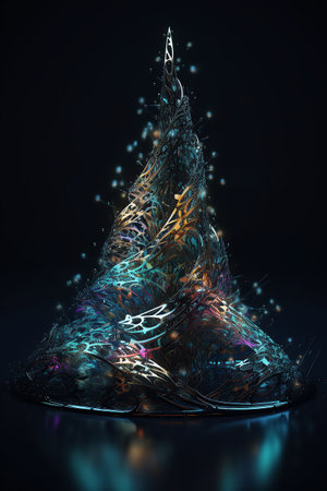ai generated illustration abstract design of christmas tree illuminatedの素材