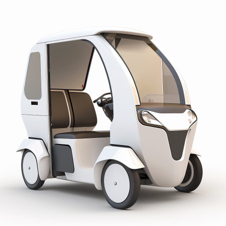 ai generated illustration ev small car against white backgroundの素材