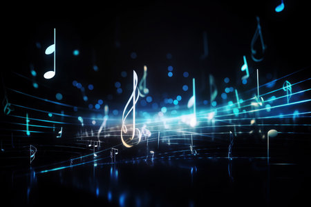 ai generated  Illustration of an Abstract Background with Music notesの素材