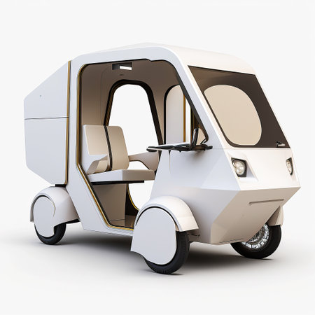 ai generated illustration ev small car against white backgroundの素材