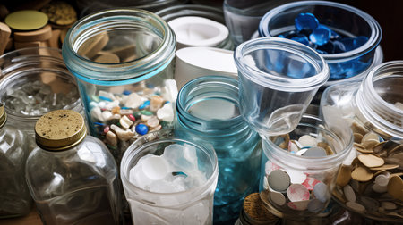 ai generated illustration plastic and glasses recycle itemの素材