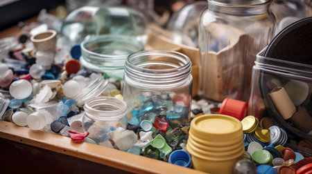 ai generated illustration plastic and glasses recycle itemの素材
