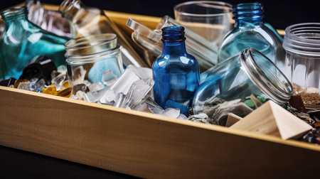 ai generated illustration plastic and glasses recycle itemの素材