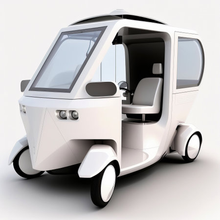 ai generated illustration ev small car against white backgroundの素材