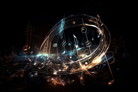 ai generated  Illustration of an Abstract Background with Music notesの素材