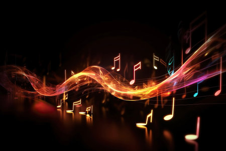 ai generated  Illustration of an Abstract Background with Music notesの素材