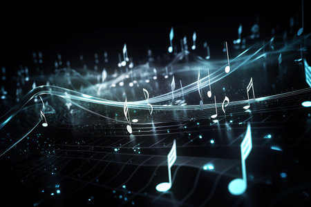 ai generated  Illustration of an Abstract Background with Music notesの素材