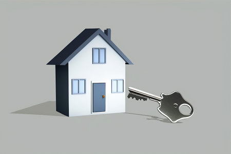 ai generated  Illustration model house and giant house keyの素材