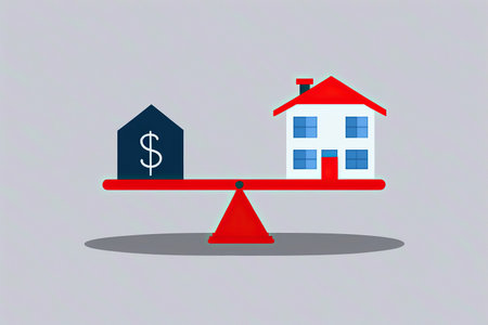 ai generated  Illustration dollar coin and house balance on scaleの素材