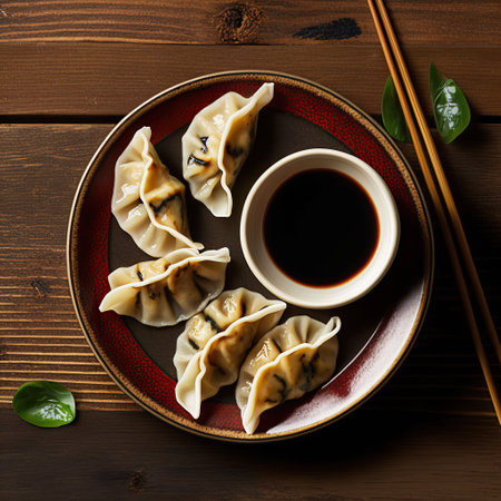 ai generated  Illustration Dumplings gyoza jiaozi steamedの素材