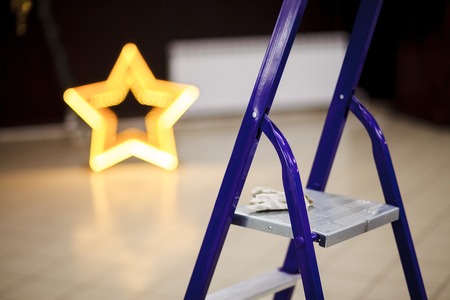 Step ladder closeup, decorating the banquet hall of the event.の写真素材